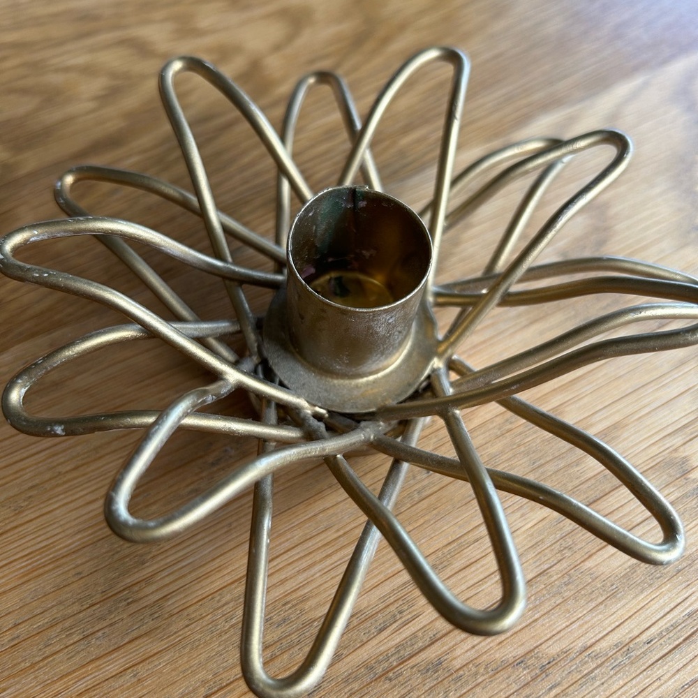 Vintage Flower Gold Metal Candle holder